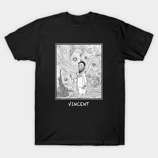 Vincent van Gogh B&W Starry Night T-Shirt